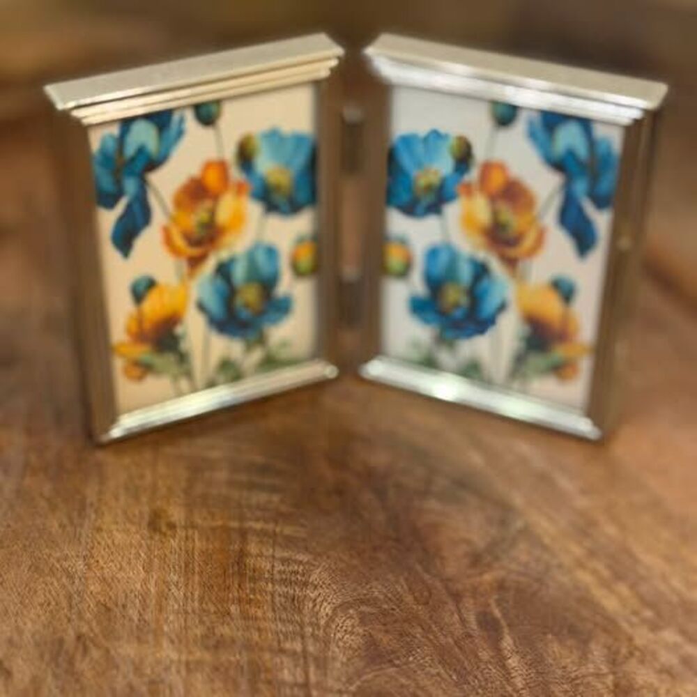 Miniature Silver Double Hinged Picture Frame